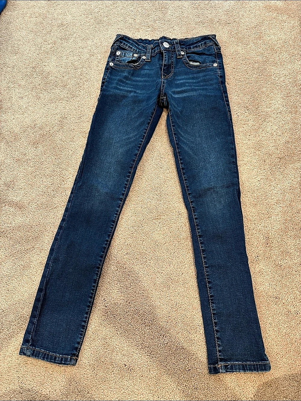 True religion Halle Mid Rise Super Skinny Jeans in Blue Waist 12